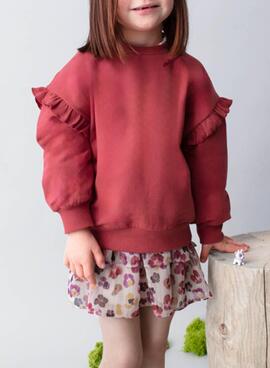 Sweat-shirt Mayoral volants grenat pour fille