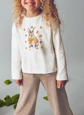 T-shirt Mayoral sérigraphie beige pour fille.