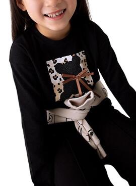 T-shirt Mayoral noire à lacets pour fille