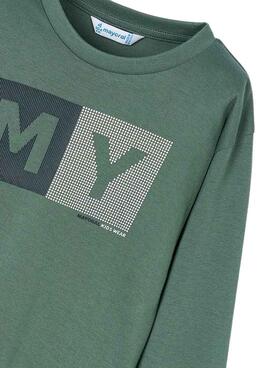 T-shirt Mayoral basic green letters for boys