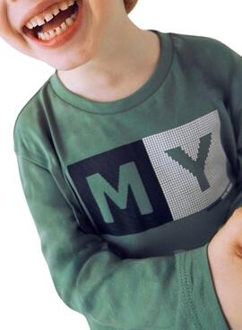 T-shirt Mayoral basic green letters for boys