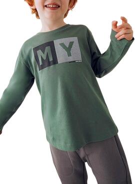 T-shirt Mayoral basic green letters for boys