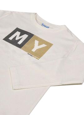 T-shirt Mayoral lettres basique beige pour garçon