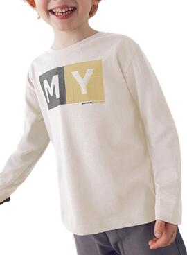T-shirt Mayoral lettres basique beige pour garçon