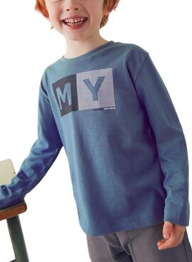 T-shirt Mayoral lettres de base bleue pour garçon