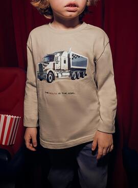 T-shirt Mayoral beige camion pour garçon