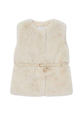 Veste en fourrure Mayoral avec ceinture beige pour fille