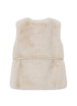 Veste en fourrure Mayoral avec ceinture beige pour fille