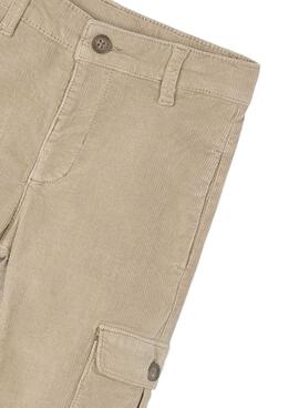 Pantalon cargo en velours cotele beige de Mayoral pour garçon