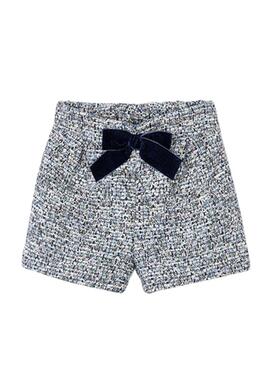 Nœud mayoral court en satin marine pour fille