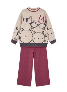 Ensemble pantalon et pull bordeaux pour fille de Mayoral