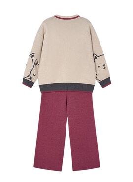 Ensemble pantalon et pull bordeaux pour fille de Mayoral