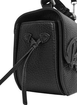 Sac Pepe Jeans Amber logo avec rabat noir pour femme