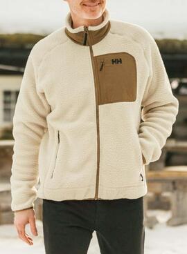 Veste Helly Hansen Panorama Block en fausse fourrure beige pour hommes