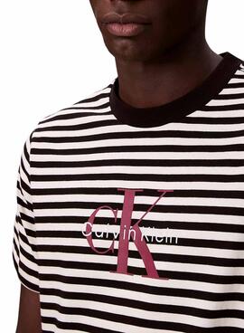 T-shirt Calvin Klein Monologue à rayures noires pour homme
