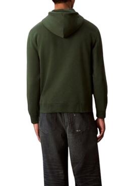 Sweat à capuche Calvin Klein Micro Monologue vert pour homme