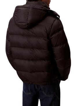 Veste en plumes Calvin Klein à capuche noire pour homme