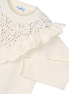 Maillot Mayoral tricot ajouré beige pour fille