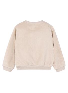 Sweat à capuche Mayoral en peluche beige avec des fleurs pour fille