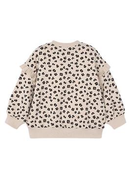 Sweat à capuche Mayoral avec volants aux manches beige pour fille