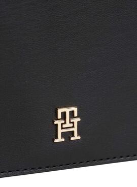 Portefeuille Tommy Hilfiger Icon avec rabat et bandoulière noir pour femme
