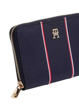 Portefeuille Tommy Hilfiger Icon Corporative marine pour femme.
