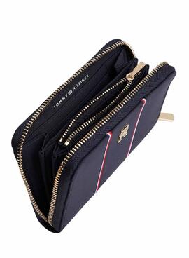 Portefeuille Tommy Hilfiger Icon Corporative marine pour femme.