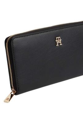 Portefeuille Tommy Hilfiger Icon Large noir pour femme.