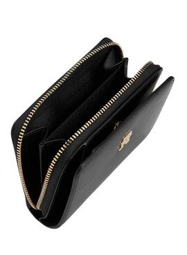 Portefeuille Tommy Hilfiger Icon noir avec rabat pour femme