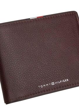 Portefeuille Tommy Hilfiger en cuir pliable Corporate avec porte-monnaie marron pour homme.
