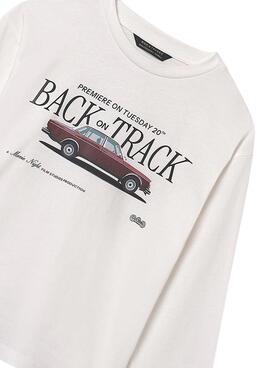 T-shirt Mayoral blanc avec impression de voiture pour garçon