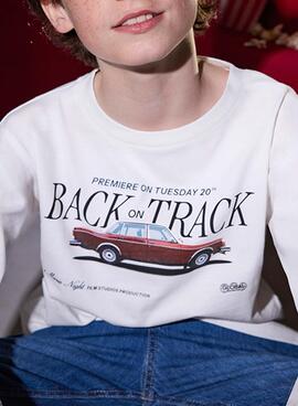 T-shirt Mayoral blanc avec impression de voiture pour garçon