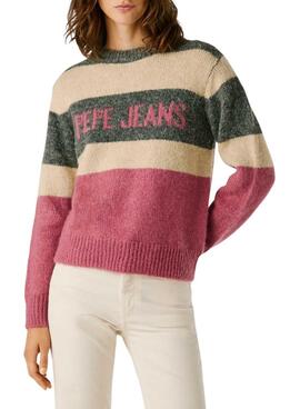 Maillot Pepe Jeans Carlis à rayures color block pour femme