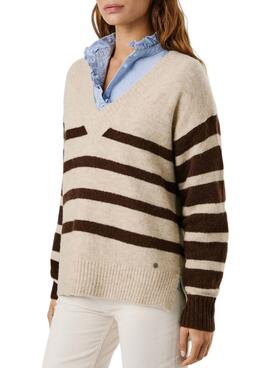 Maillot Pepe Jeans Cecil col en V à rayures pour femme