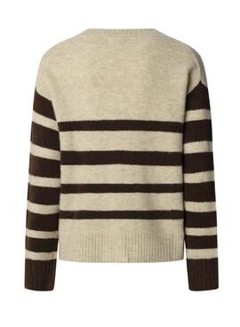 Maillot Pepe Jeans Cecil col en V à rayures pour femme