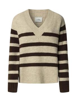 Maillot Pepe Jeans Cecil col en V à rayures pour femme