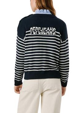Maillot Pepe Jeans Carlina à rayures marine pour femme