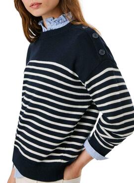 Maillot Pepe Jeans Carlina à rayures marine pour femme