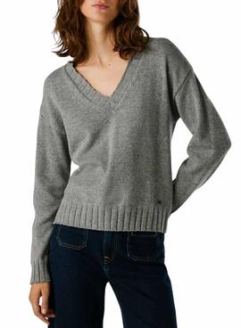 Maillot Pepe Jeans Cherice gris à col en V pour femme