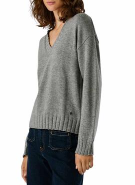Maillot Pepe Jeans Cherice gris à col en V pour femme