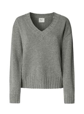 Maillot Pepe Jeans Cherice gris à col en V pour femme