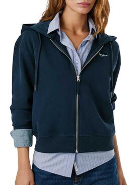 Sweat à capuche et fermeture éclair Pepe Jeans Babi marine pour femme