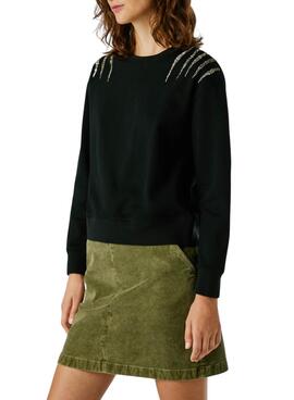 Sweatshirt Pepe Jeans Barny avec strass noir pour femme