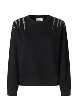 Sweatshirt Pepe Jeans Barny avec strass noir pour femme