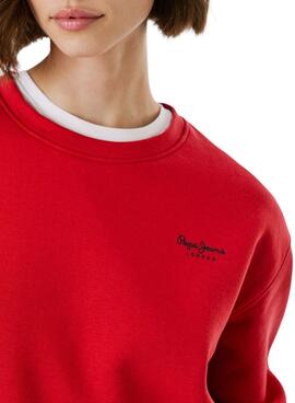 Sweat Pepe Jeans Babi col rond rouge pour femme
