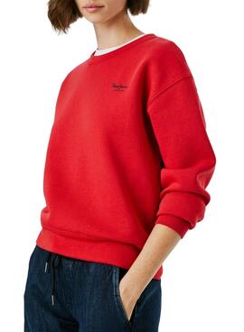 Sweat Pepe Jeans Babi col rond rouge pour femme