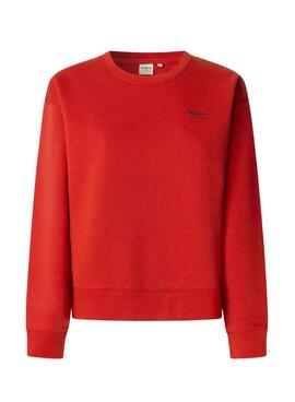 Sweat Pepe Jeans Babi col rond rouge pour femme