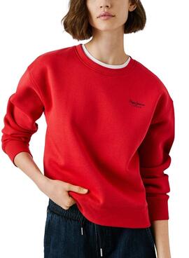 Sweat Pepe Jeans Babi col rond rouge pour femme