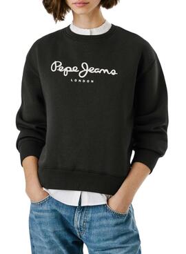 Sweat Pepe Jeans Baddy col rond noir pour femme