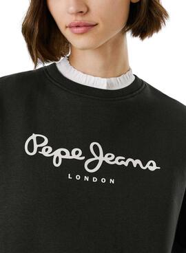 Sweat Pepe Jeans Baddy col rond noir pour femme